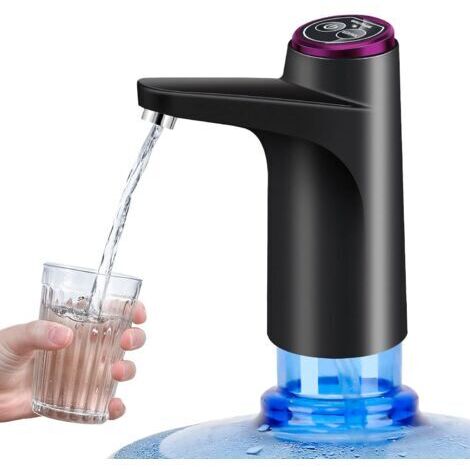 Pompe à bouteille d'eau, distributeur d'eau électrique, chargement USB, automatique, pompe à eau potable, pompe de 5 gallons pour la maison, le camping, le bureau, la cuisine, l'école avec,Noir tuyaux (1/5)