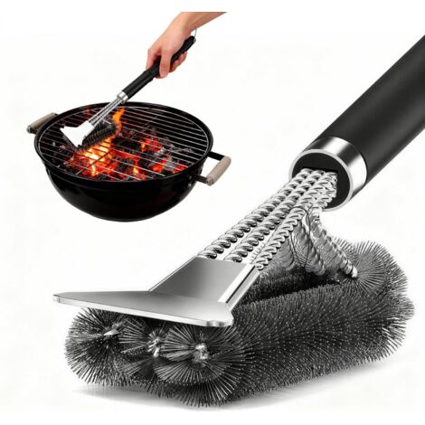 Brosse de Barbecue 3-en-1 – Grattoir Acier INOX Ultra-Tranchant & Brossage 360° pour Un Nettoyage Rapide et Profond de Toutes Les Grilles (1/5)
