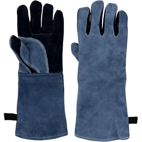 Gants de Barbecue en Cuir Résistant à la Chaleur, Gants Anti Chaleur de Barbecue en Cuir, Résistant à la Haute Température, pour Four, Cheminée, Feu, Soudure (1/5)