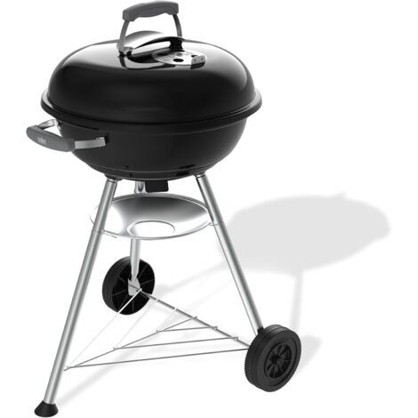 Weber Compact Kettle barbecue à charbon (version 2026) / trépied avec roulettes, conception résistante à la chaleur et à la corrosion, grille chromée à trois niveaux, 47 cm, noir