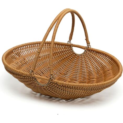 Panier de récolte pour légumes de jardin, grand panier collecte tissé en PP avec poignée pliable pour pique-nique, ferme, cuisine, rangement, décoration d'intérieur