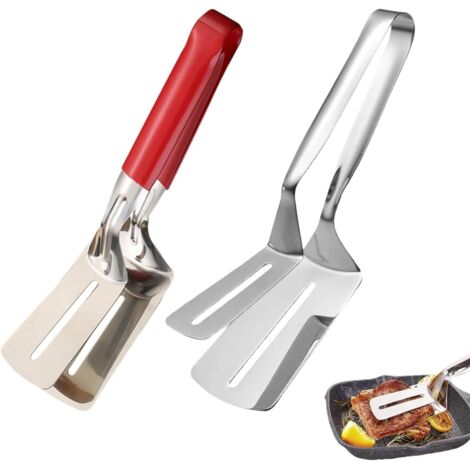 Pince à griller  Pelle en métal robuste – Pince spatule anti-brûlure – pour crêpes, tartes, pain, poisson, steak, hamburger, barbecue, pizza (1/5)