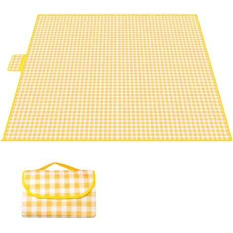 Couverture de Pique-Nique Imperméable 200x200 cm, Tapis Plage Anti-Sable XXL, Nappe Extérieur Légère et Pliable pour Camping, Jardin, Parc et Randonnée