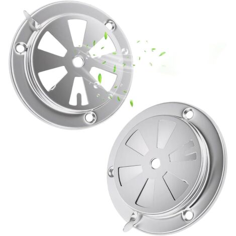 Lot de 2 Grilles d'Aération de Barbecue en Acier Inoxydable 95 mm avec Régulateur de Tirage Grille Aeration Ronde Grilles d'Aérations pour Fumoir pour Extérieur, Bricolage et Caravane