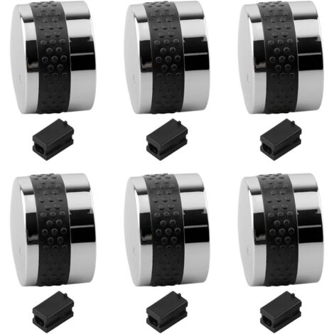 Lot de 5 boutons de valve de gaz chromés, boutons de commande de barbecue à gaz avec adaptateurs pour tige de valve en forme de D, 5 pièces (6 pièces) (1/5)