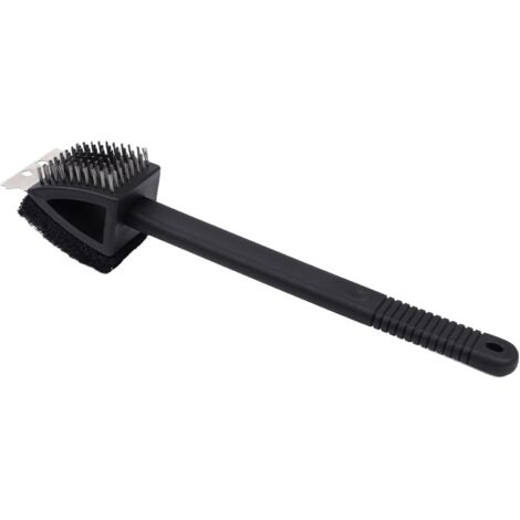 Brosse de Nettoyage Barbecue 3 en 1 AM20 - Acier Inoxydable 201 + éponge + Manche en polypropylène - 37 x 6 cm - pour Le Nettoyage des grilles