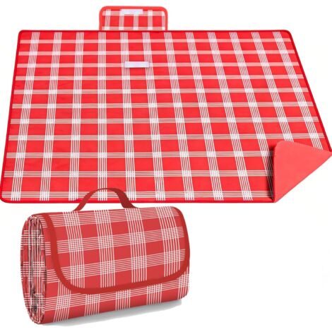 Couverture Pique Nique Impermeable XXL,200x200cm Grand Tapis Pique Nique avec Poignée,Tapis de Plage Portable, Imperméable couverture pique niques,Adaptée Plage Barbecue Parc,Camping Voyage(Rouges) (1/5)