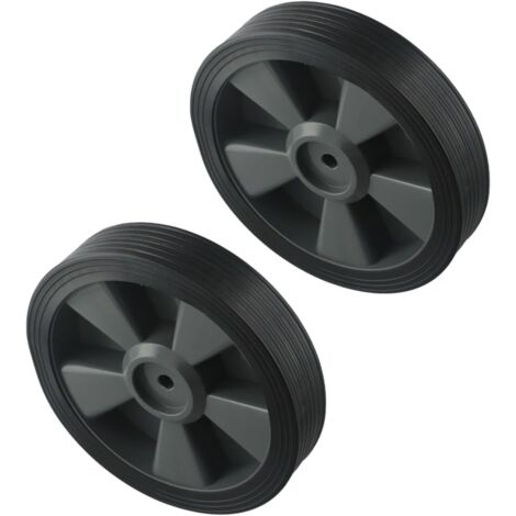 Lot de 2 roues de rechange en plastique pour barbecue et autres barbecues - Diamètre : 195 mm - Hauteur : 40 mm - Trou de montage de l'arbre : 8-10 mm