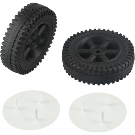 Lot de 2 roues de rechange en plastique robuste pour barbecues à gaz Charbroil et chariots de cuisine d'extérieur (noir + enjoliveur)
