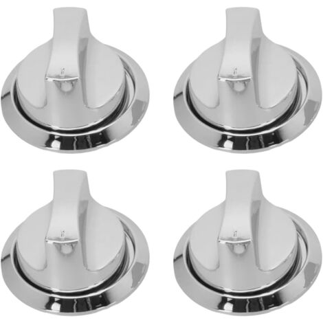 Lot de 4 boutons de contrôle de barbecue à gaz galvanisés argentés, avec 58 mm de diamètre et 8 mm à noyau plat, pour barbecue extérieur (avec base)