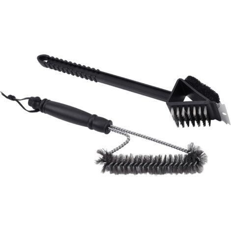 Kit 2 Accessoires de Nettoyage Barbecue AM23 - Brosse en Acier Inoxydable 201 + éponge + Manche en polypropylène - 37 x 6 cm - pour l'entretien des grilles (1/5)