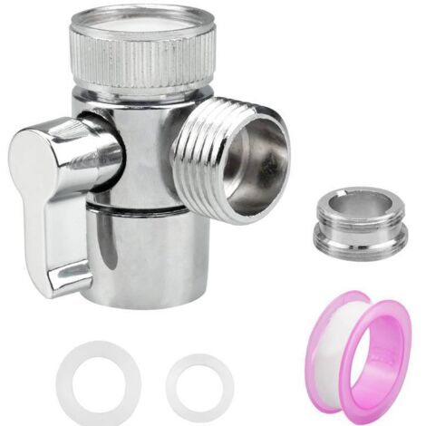 Vanne de dérivation de douche 3 voies G1/2" M22 x M24, adaptateur de pommeau de douche pour té de douche, composants de système de dérivation de robinet de cuisine/salle de bain/évier.