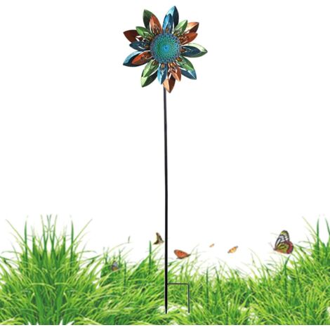 Moulins à Vent pour Jardin - Métallique en Moulinet,Sculptures Éoliennes d'Extérieur - pour Terrasse, Jardin, Balcon, Paysagisme, Fête d'anniversaire