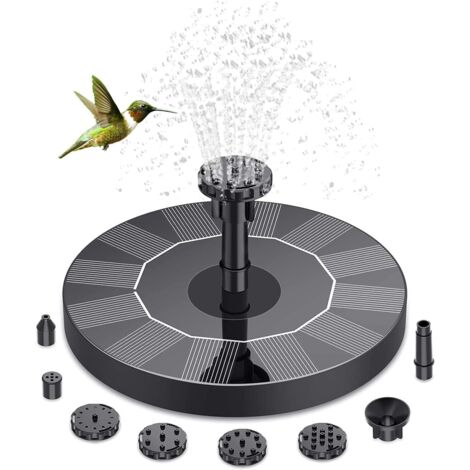 Fontaine Solaire Exterieure de Jardin 1.5W, Pompe Solaire d'étang à 6 Buses, Fontaine Solaire pour Jardins, Bains d'oiseaux, Etangs