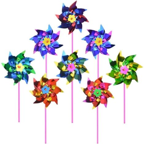 Moulin à Vent Arc-en-Ciel en Plastique, Moulin à Vent de fête, Ensemble de moulinets Faire soi-même pour Enfants, Jouet Jardin, décoration fête sur pelouse, 100 pièces