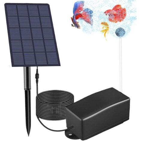 Aérateur Solaire de Bassin 6 V 2 W 2 Pierres à Bulles d'air IP64 étanche Pompe Solaire de Bassin avec câble Connexion 118 Pouces aérateur Pompe à air extérieur pour Maison Aquarium extérieur