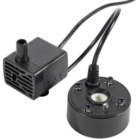 à ultrasons, atomiseur de bassin, à ultrasons, de bassin, brume avec lumières LED, humidificateur d'air pour fontaine à eau (blanc, noir) (1/5)