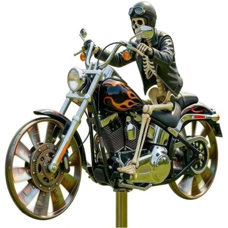 Moulinet de Jardin en Fer, Plusieurs Styles d'éoliennes, équipé de Roues rotatives, Sculpture d'extérieur Unique pour Amis et Famille(Motorcycles)