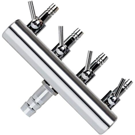 Tuyau d'aération pour pompe à air d'aquarium, vannes de contrôle d'air, acier inoxydable durable, adapté Pour aux applications extérieures pour aquariums et bassins, Argent, 4 façons (1/5)