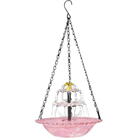 Abreuvoir Suspendu pour Oiseaux avec Fontaine Solaire, Bol Distributeur pour Oiseaux Sauvages, Plateau Multifonctionnel Rond pour extérieur, Balcon, Jardin et Cour (1/5)