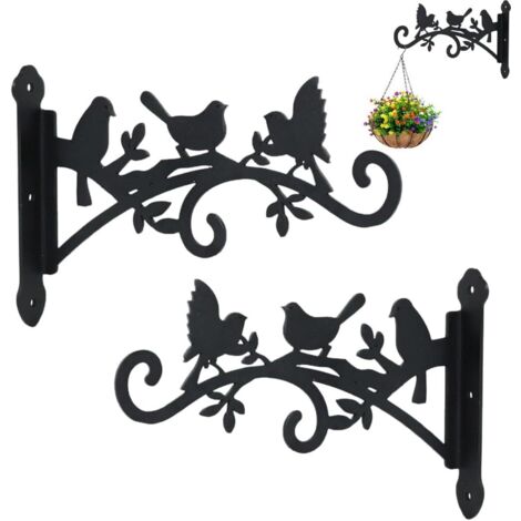 Supports de Panier à Suspendre, 2 Pièces Suspension Mural Crochet Plante, Support Crochet Plante Suspendues, Supports de Panier Suspendu avec Vis, pour Extérieur, Jardin, Plantes, Lanternes