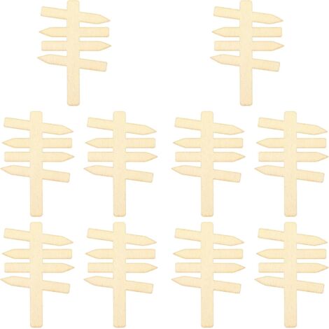 Lot de 10 panneaux miniatures en bois - 7 x 5 cm - Pour jardin miniature - Décoration pour jardins miniatures, maisons naines
