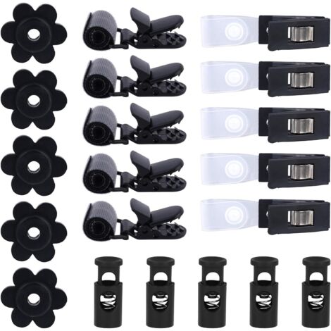 20pcs Pinces et Butées pour Drapeaux de Jardin, Anti-Vent en Plastique Fixations Autobloquantes Mât Accessoires de Quincaillerie pour Jardin Pelouse Intérieur et Extérieur (1/5)