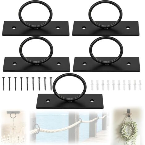 Supports De Corde, Kit De Fixation 5 Pièces équerres Anneaux Et Supports Pour Clôtures Escaliers Garde Corps De Terrasse Et Mains Courantes Quincaillerie Murale Pour Une Installation Facile