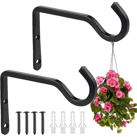 Lot de 2 Crochets Muraux pour Suspension de Fleurs, 20 cm Supports de Plantes Suspendues pour Jardinières Suspendues, Nichoirs, Lanternes, Carillons Éoliens