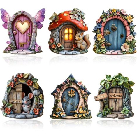 6PCS Porte Elfe, Miniature de Jardin, Porte de Fée Miniature, Décoration Extérieure pour Arbres Cour Maison (1/5)
