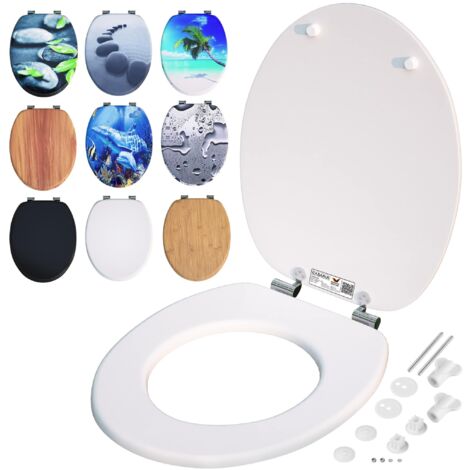 Casaria – Abattant WC MDF avec double fermeture douce – Charnières en métal inoxydable – Fixation stable à 3 points – Hygiénique et facile à nettoyer