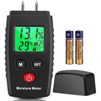 Testeur Humidité, Détecteur d'Humidité à Broche avec 3 Modes, Écran LCD avec rétroéclairage vert, Détecteur de Moisissures pour Bois et Matériaux de Construction.