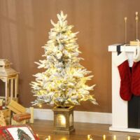 Sapin de Noël artificiel, effet neige, 100 LED, 8 modes, plastique