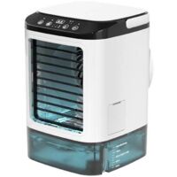 Climatiseur portable, climatiseur personnel avec grand réservoir d'eau de 900 ml et glacière, double pulvérisation de brume et 7 lumières de couleur, 3 vitesses et mode boost, refroidisseur d'air par