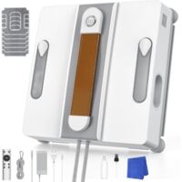 Robot Laveur de Vitres, Robot Nettoyeur Vitre Automatique avec 4 Buses, 3 Modes de Nettoyage, Navigation Intelligente, Détection des Bords, Système de Sécurité, Télécommande et 6 Chiffons de Nettoyage