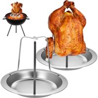 2 Set di Rôtissoires à Poulet, Rotissoire Verticale, Rotissoire Cuisson Barbecue, Gril à Poulet en Acier Inoxydable, Support Vertical pour Poulets, Fours, Grils et réchauds de Camping