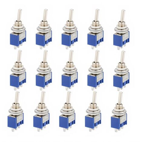 15 Pièce Mini Interrupteur à Bascule, AC 125V 6A ON-OFF 3 Broches 2 Position SPDT Interrupteur a Bascule Autobloquant pour Pièces D'auto Bleu