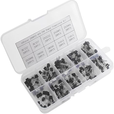 Kit de combinaison de triode de puissance NPN PNP 200 pièces, triode à insertion directe TO-92, modèle : BC337, BC327, 2N2222, 2N2907, 2N3904, 2N3906, S8050, S8550, A1015, C1815