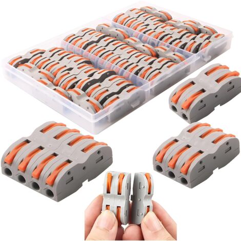 Bornes de Connexion Automatique, Rapide Connecteur de fil de Câble, Connecteur à Ecrou à levier, Assortiment de Conducteurs Connecteurs de fils Compacts SPL-1 (42 Pièces)