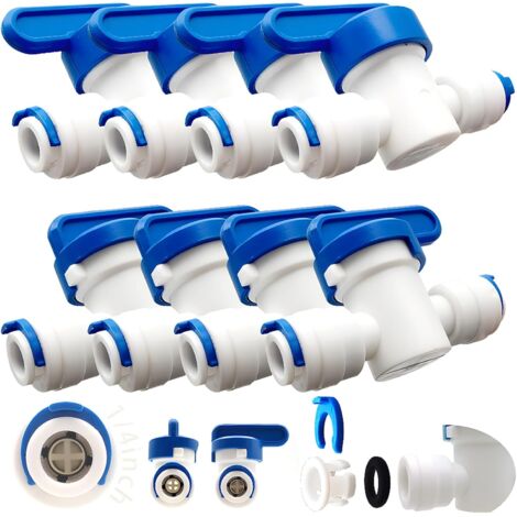8 Pcs Inline Robinet/Vanne d'arrêt/Soupape de Isolation pour 1/4" réfrigérateur congélateur LDPE/système de Filtre à Osmose Inverse Eau Tube pour Tuyau