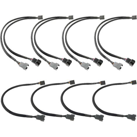 Lot de 4 câbles d'alimentation PWM - Câble d'alimentation pour ventilateur PC - 1 à 2 convertisseurs - Noir (1/5)