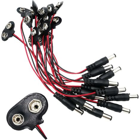 Type T Connecteurs Pile, 9V Pile Prise AVCE Cuir et Fil 15cm pour Bande LED Lumières de Jouets Outil d'éclairage Télécommande Petits Produits Electroniques(12Pièces)