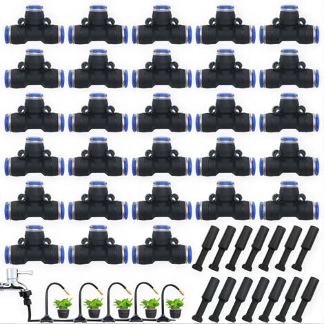 Ensemble d'accessoires pneumatiques 42 pièces, kit de connecteurs enfichables comprenant des raccords rapides en T, des bouchons d'étranglement, adapté aux outils pneumatiques de 8 mm (1/5)
