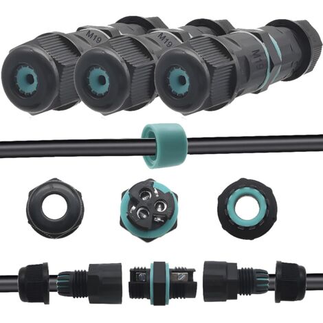 Connecteur Electrique Etanche, Connecteurs étanches IP68, Boite de derivation etanche exterieur à 2 broches / 3 broches, pour câble de 4 à 8 mm de diamètre (3pcs) (1/5)
