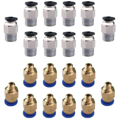 Raccord rapide droit à air, le kit raccord rapide droit 20 pièces comprend un connecteur rapide pneumatique PC4-M6, un raccord à pousser pneumatique PC4-M10, pour extrudeuse d'imprimante 3D (1/5)