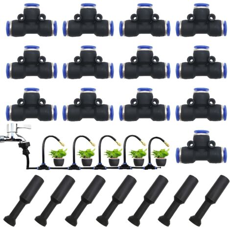 20 pièces connecteurs enfichables Kit, Accessoires Pneumatiques comprenant Tête de connecteur en T, des bouchons d'étranglement à raccord enfichable, adaptés aux outils pneumatiques (8 mm)