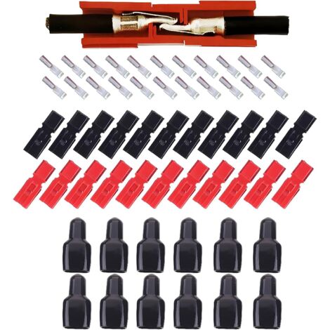 12 Paires (12 Noir + 12 Rouge) 15 Amp + 24 Plaqué Argent Contacts en cuivre pour Anderson Powerpole Quick Disconnect Power Bornes Connecteurs