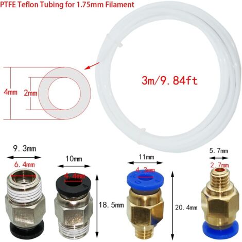 Tube En Téflon PTFE 10 Mm X 12 Mm - 5 M De Tuyau PTFE Haute Qualité Pur Granulés - Résistant Chimiques -70°C à +260°C