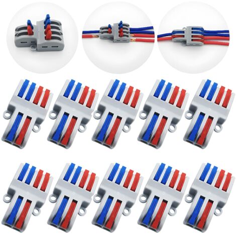 Bornes de Connexion, SPL-42 10 Pcs Connecteur Electrique Rapide, écrou de fil de levier, Connecteur de fil compact (2 in 4 out)