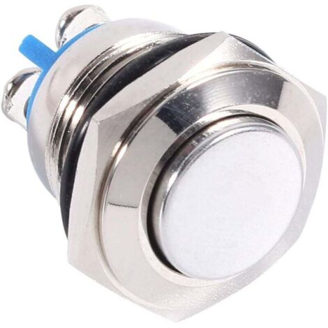 Commutateur de Bouton-Poussoir momentané en métal, Bouton de démarrage imperméable antipoussière Commutateur on/Off avec borne à vis pour 16mm 5/8Trou de Montage de Voiture Maison (1/5)